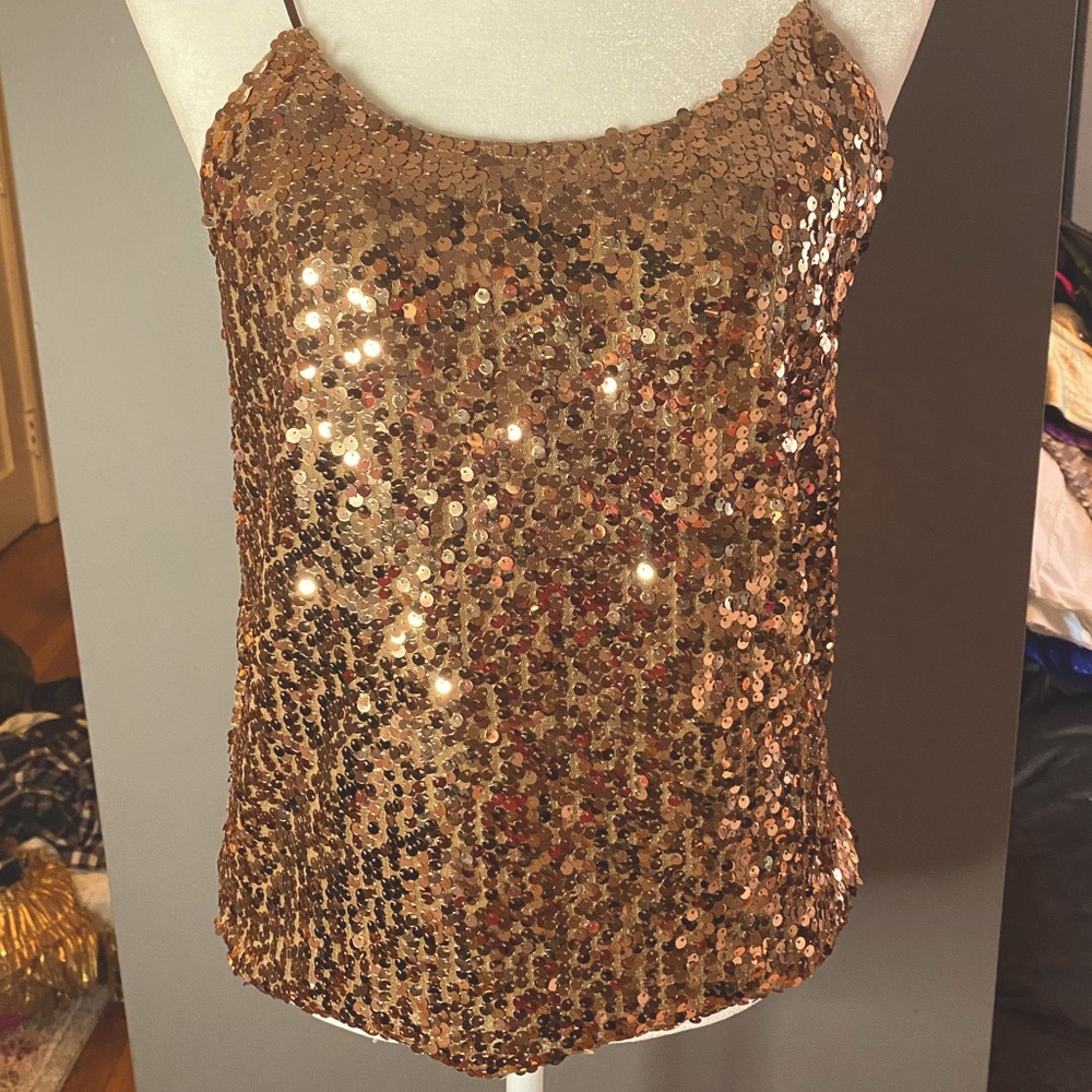 XS Q Mack gold sequin cami